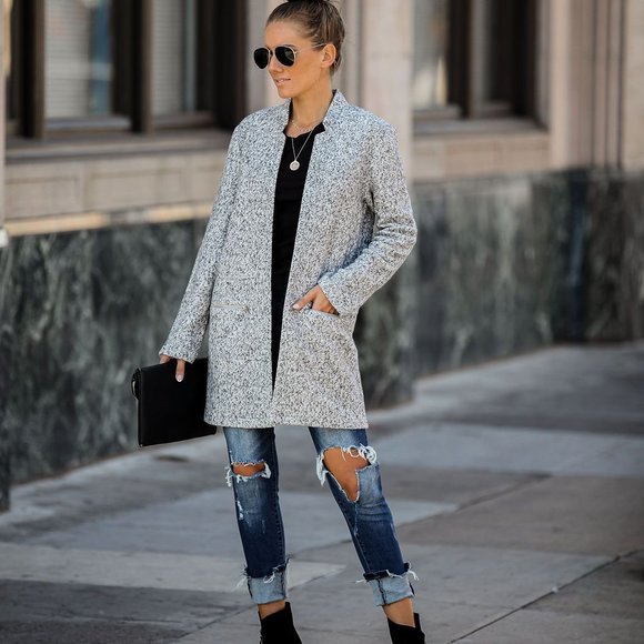 Vici Jackets & Blazers - Vici Catalog Pocketed Coat - Speckled Grey